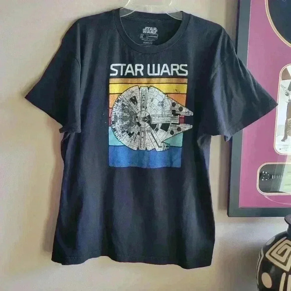 Star Wars Millennium Falcon T-Shirt Men's XL Short Sleeve Graphic Black - Picture 1 of 11